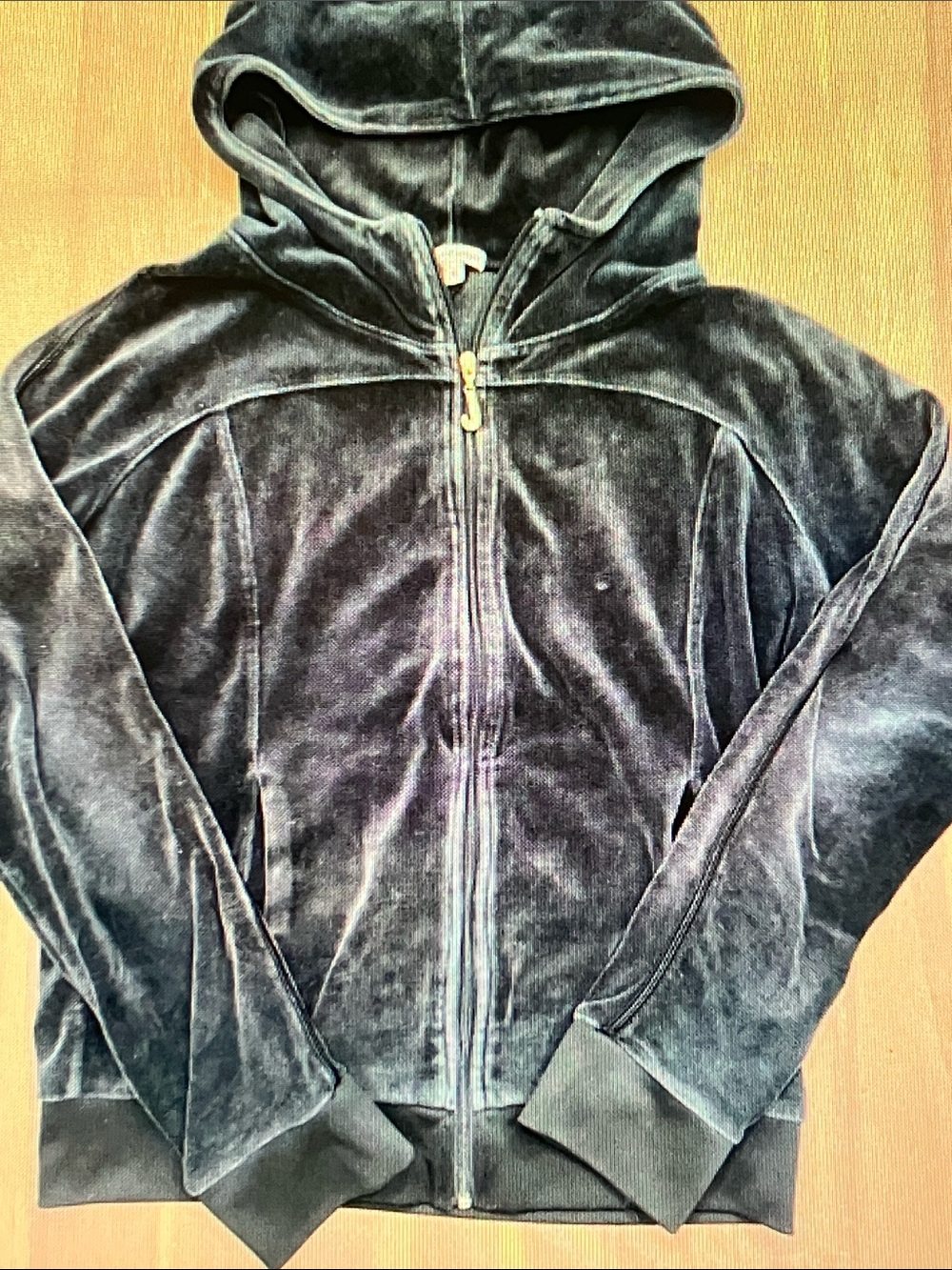 Juicy Couture Vintage Velvet Zip-Up Hoodie in Charcoal
